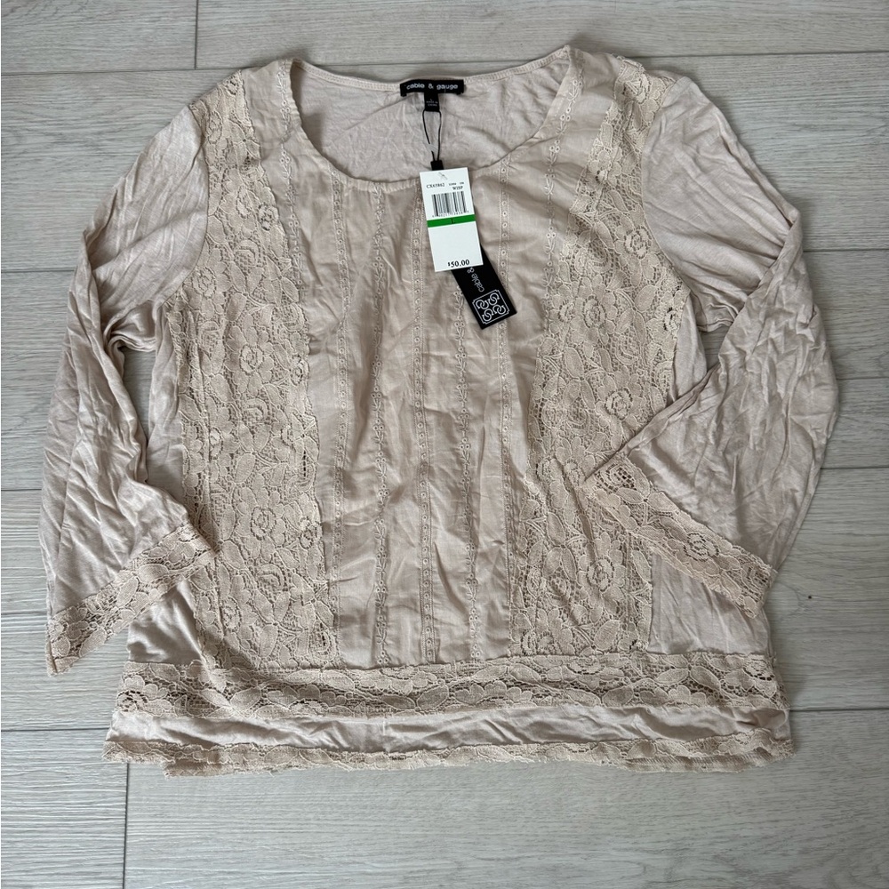 Cable & Gauge Beige Lace Women's Blouse